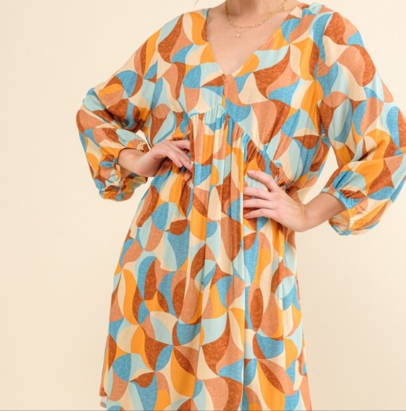 Colorful Geometric Print Open Back Dress - Picture 7 of 9